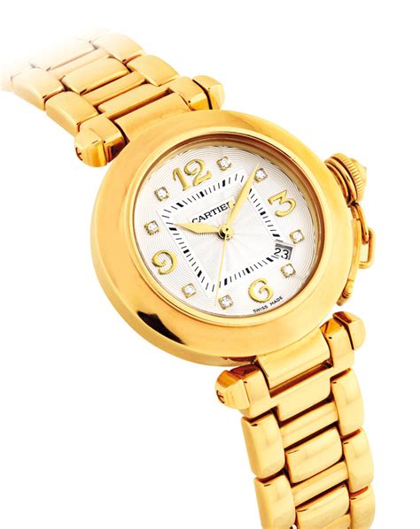 cartier 18k gold watch|cartier 18k gold ladies watches.